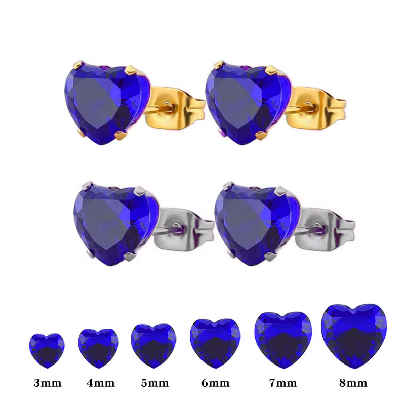 Uelf-Boucles d'oreilles coeur en cristal bleu pour femme, bijoux fantaisie, boucle d'oreille de fian
