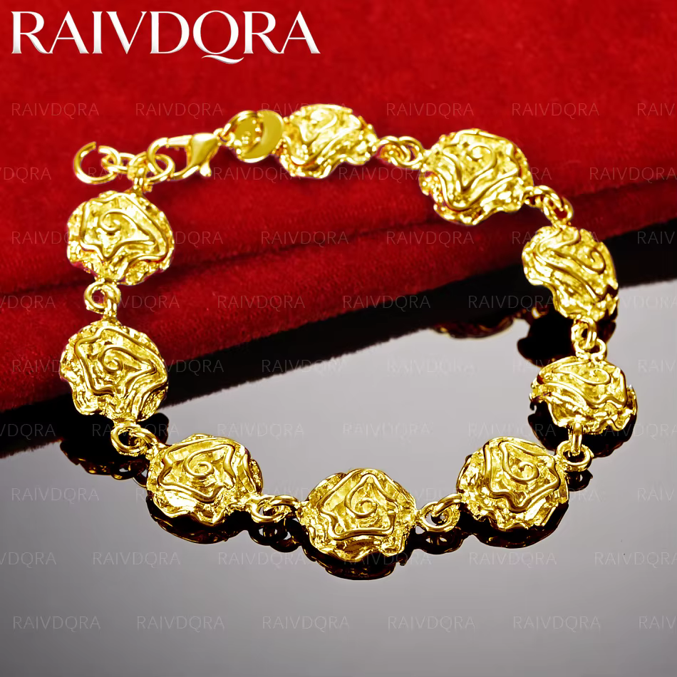 Bracelet Rose plaqué or 18 carats pour femmes, bijoux charmants, mode romantique, accessoires de fia