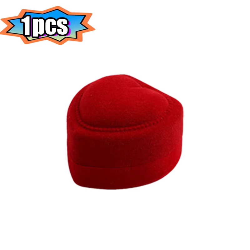 Boîtes à bijoux en forme de cœur, 1 à 40 pièces, boîte de rangement pour bagues en velours rouge, po