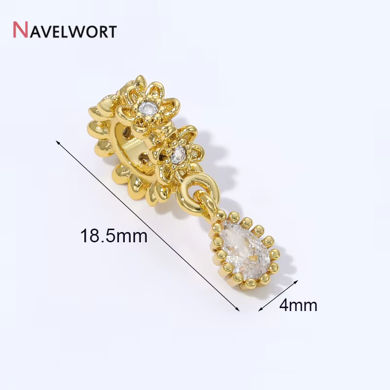 Pendentif en forme de goutte d'eau en laiton plaqué or 18 carats incrusté de zircon, pour la fabrica