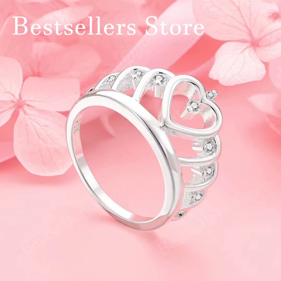 Bague en argent sterling 925 avec couronne exquise en zircon, cadeau pour femmes, accessoires de bij