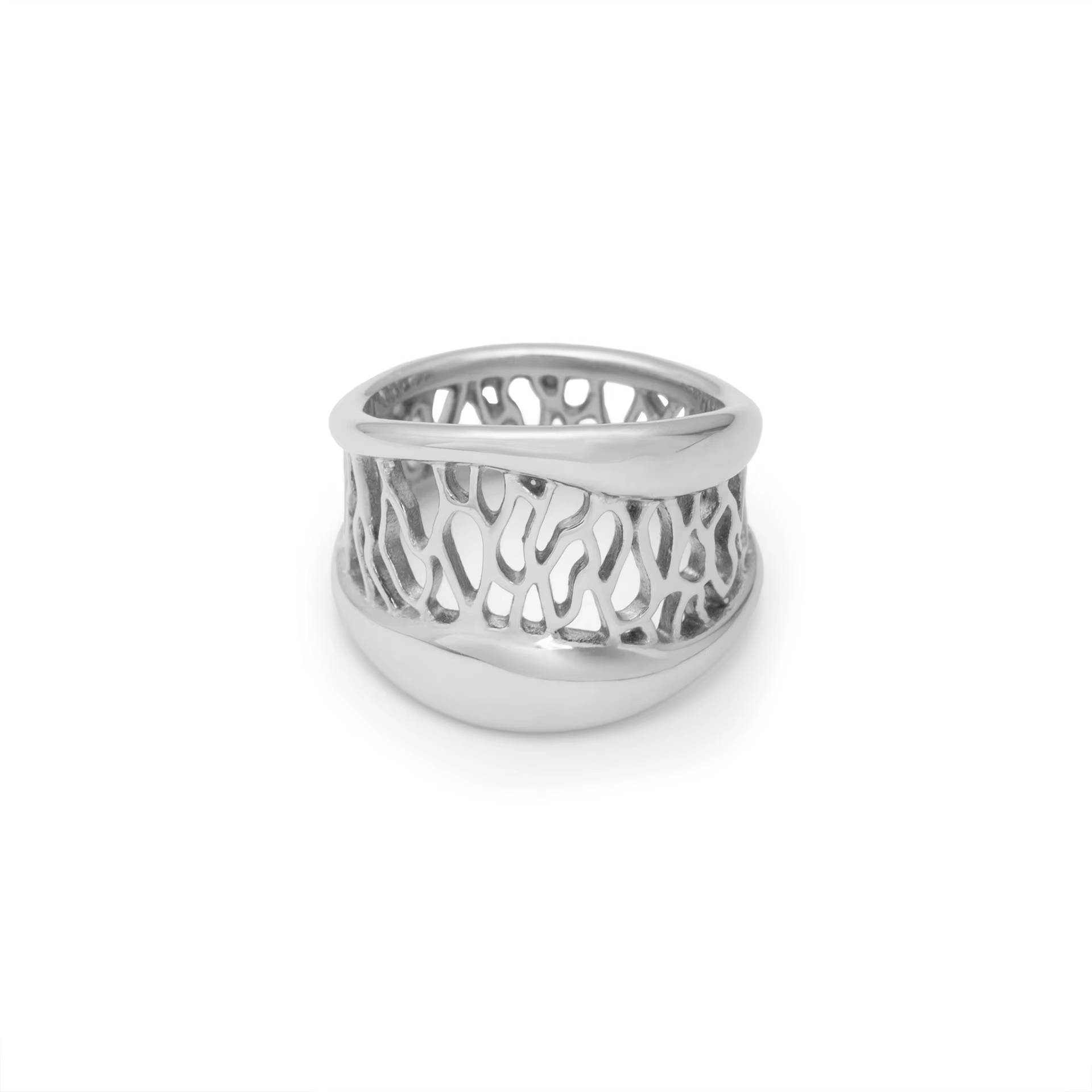 Yori étanche 18K plaqué or géométrique en acier inoxydable Double couleur anneau de luxe mode femmes
