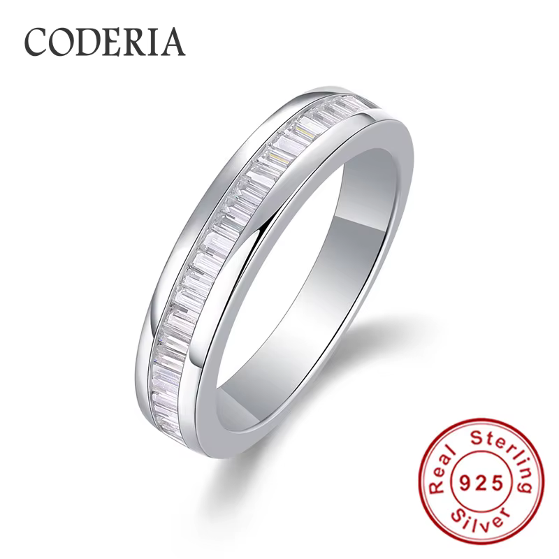 Bague en moissanite couleur D pour femme, en argent sterling 925, élégante, bijoux fins