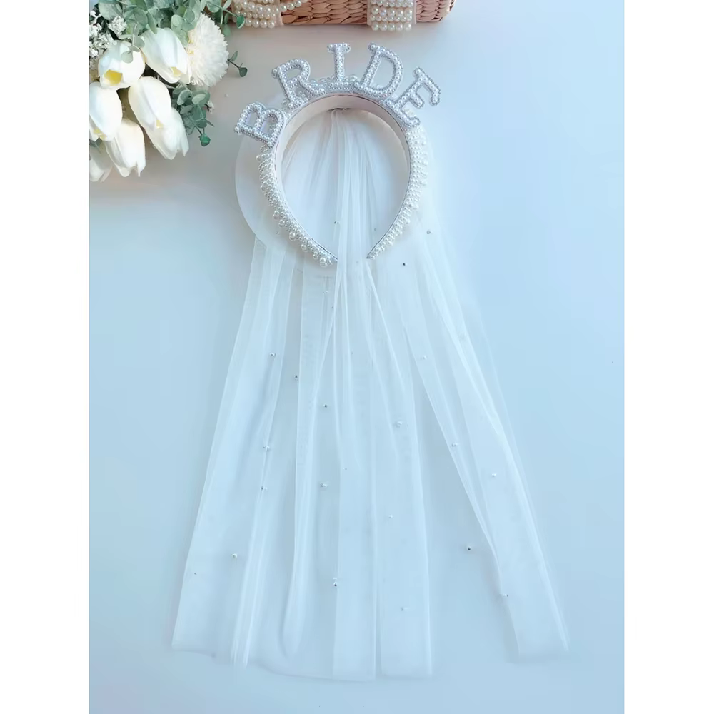 Serre-tête en perles pour mariée, voile de mariage, accessoire pour cheveux d'enterrement de vie de