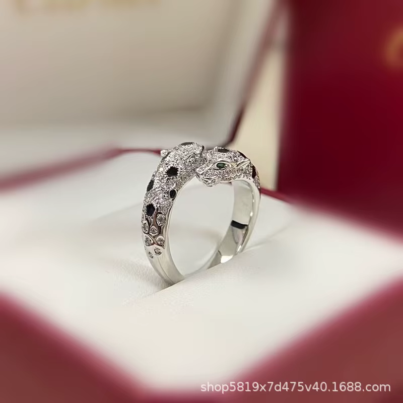 Bague ouverte double tête léopard Seiko Fashion, style européen et américain, transfrontalier — Bagu