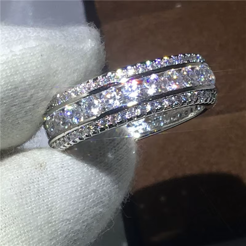 Bague en diamant de laboratoire rond complet pour hommes et femmes, alliance de fiançailles en or bl