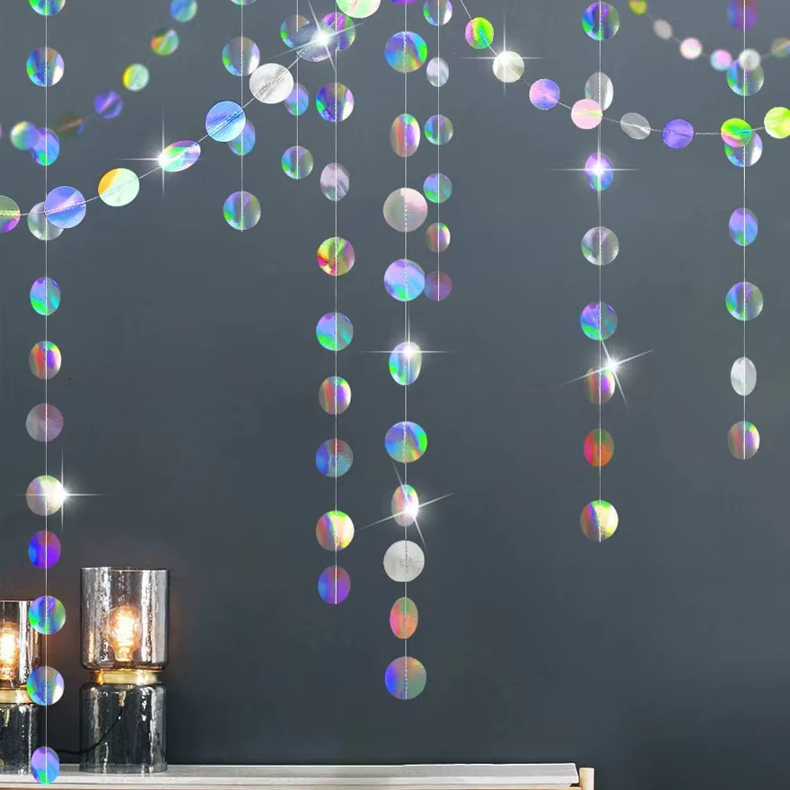 3M Guirlande Holographique Cercle Scintillant Effet Océan Bulle Iridescent pour Ramadan, Eid Mubarak