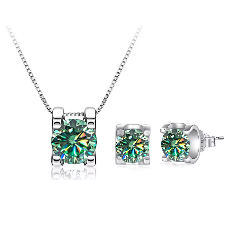 BagueRingen-Ensemble de bijoux Moissanite en argent regardé 925 pour femme, boucles d'oreilles D Clo