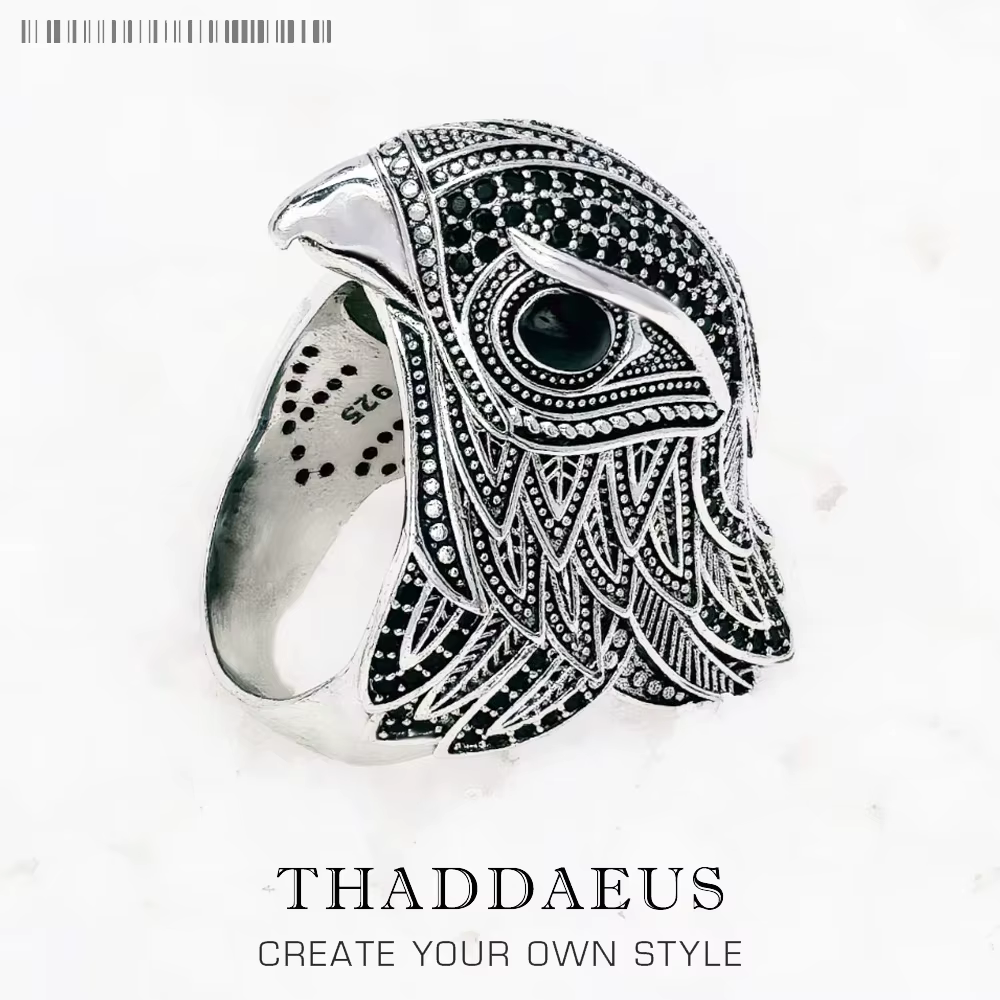 Bague de Cocktail Falcon élégante en argent Sterling 925 massif, cadeau tendance pour femmes et homm