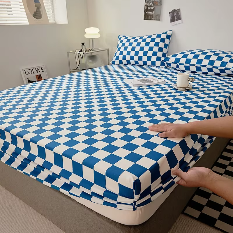 Drap-housse en coton avec bandes élastiques, housse de matelas réglable antidérapante pour lit Doubl