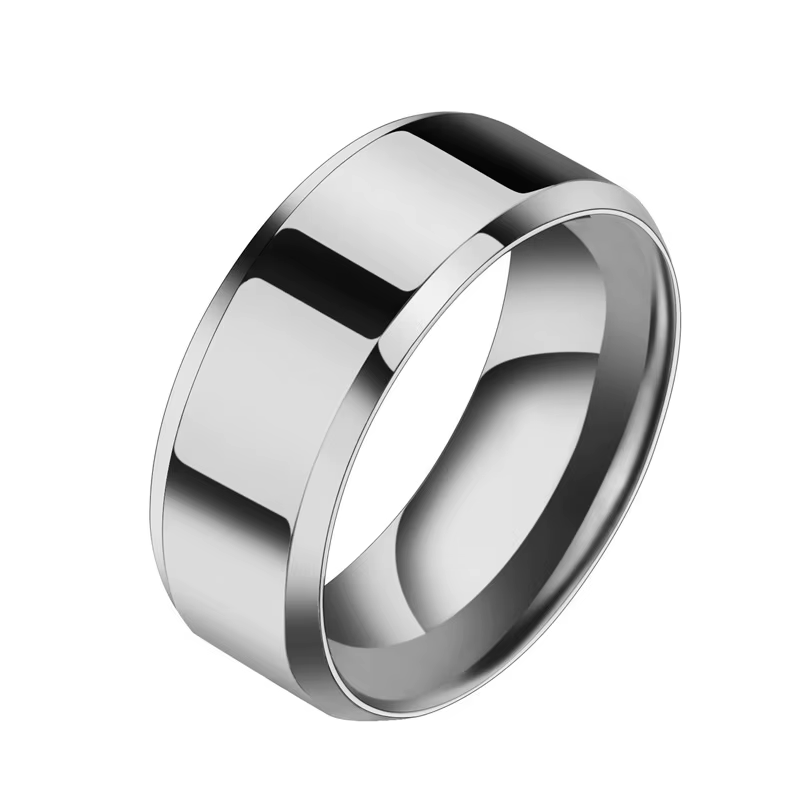 Bagues de mariage avec LOGO/nom/Date gravé personnalisé pour amoureux, 8MM, en acier inoxydable, lis