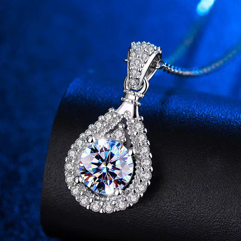 Collier pour femme, bijoux fins pour mariage, plaqué argent sterling 925, or blanc 18 carats