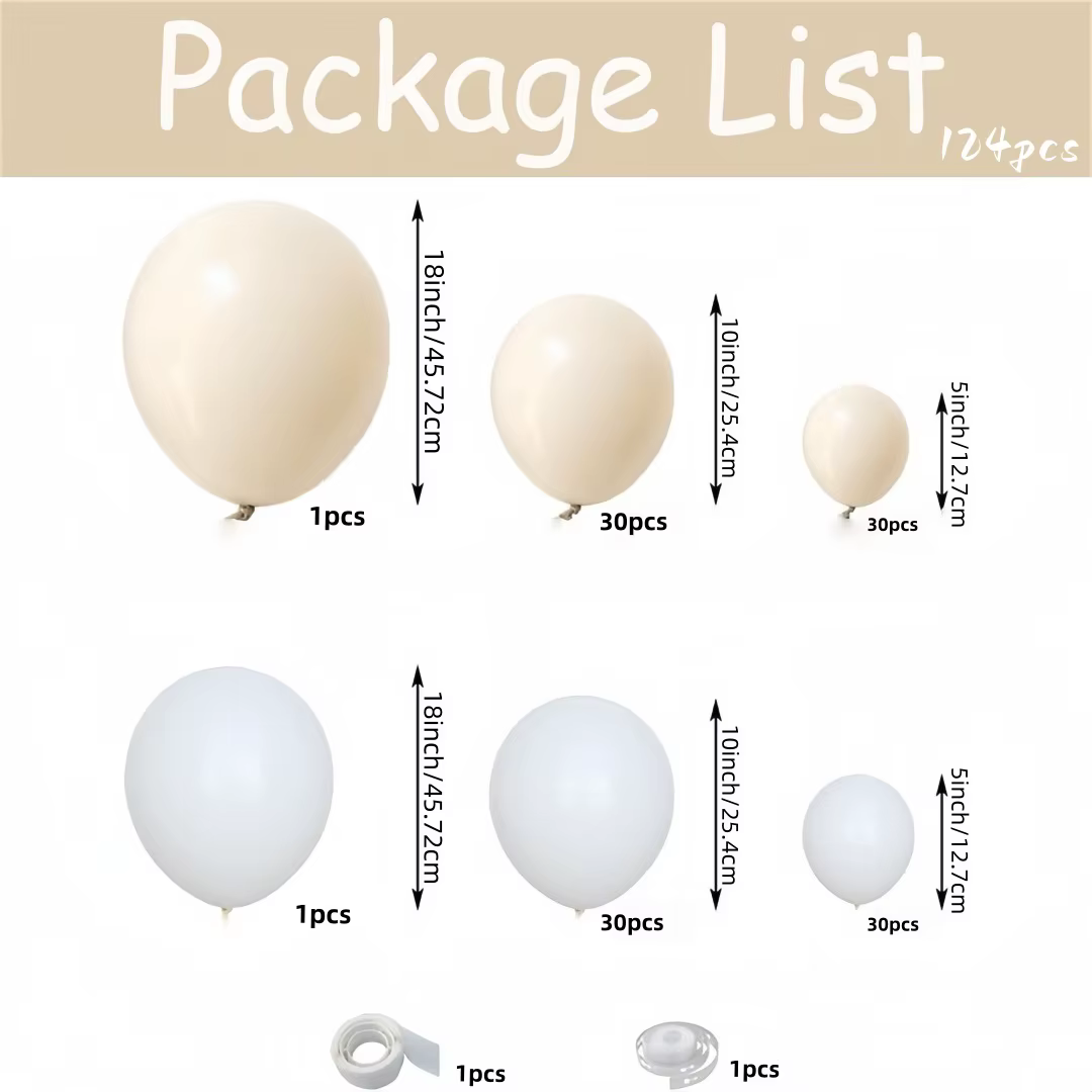 Ensemble d'arc de ballons de mariage bohème 124 pièces, Kit de guirlande de ballons pour réception-c