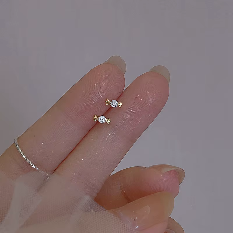Boucles d'oreilles en argent Sterling 925 pour femmes, jolies boucles d'oreilles en cristal, bonbons