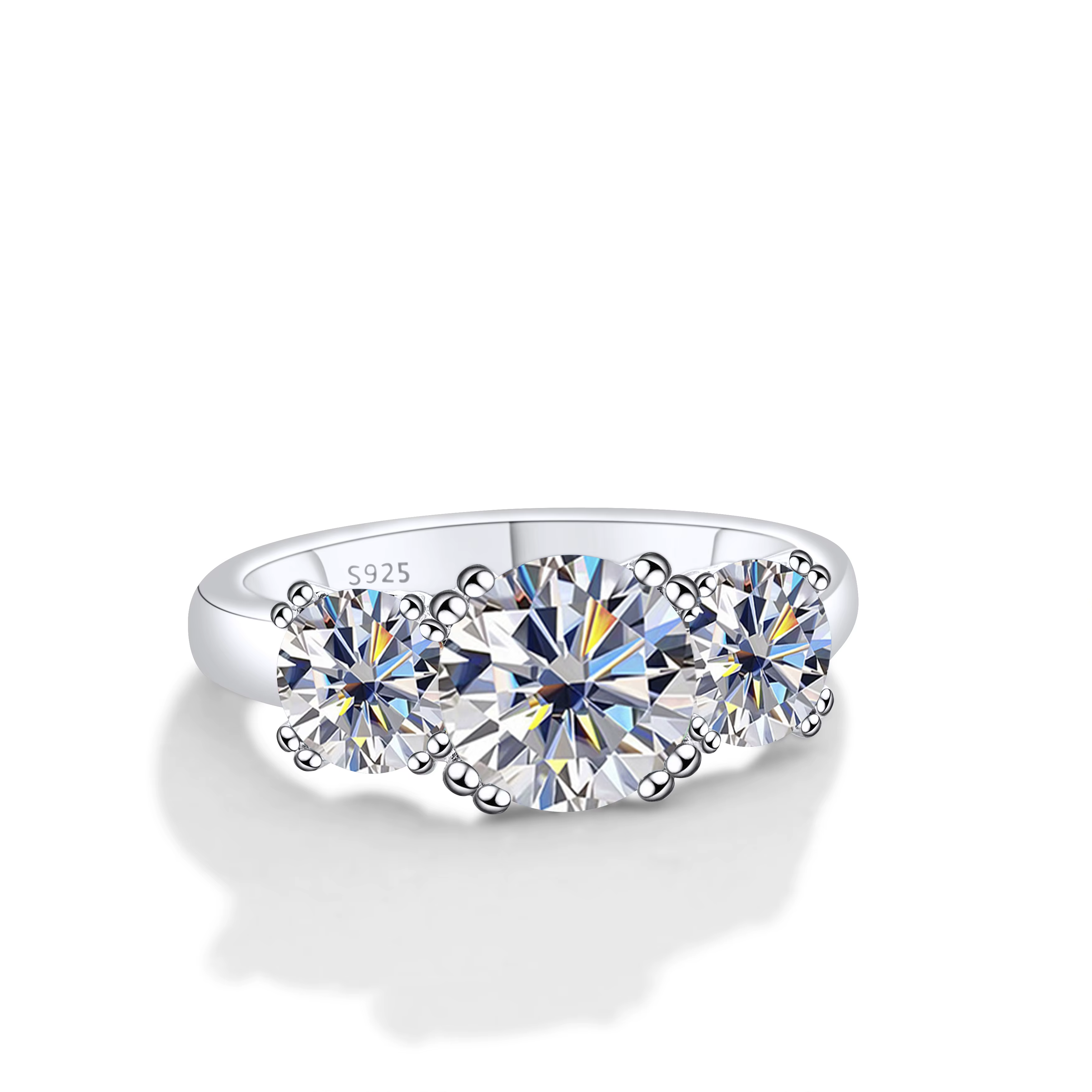 Bague classique en Moissanite arc-en-ciel 5CT, en argent Sterling 925, certifiée, de luxe, pour femm