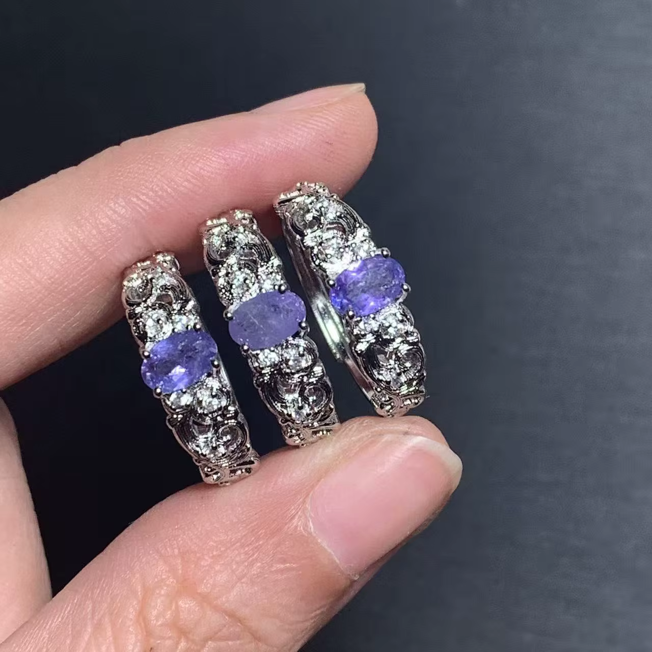 Bague en Tanzanite Naturelle Ajustable pour Femme, Bijou de Haute Qualité, Style Vintage, Vente en G