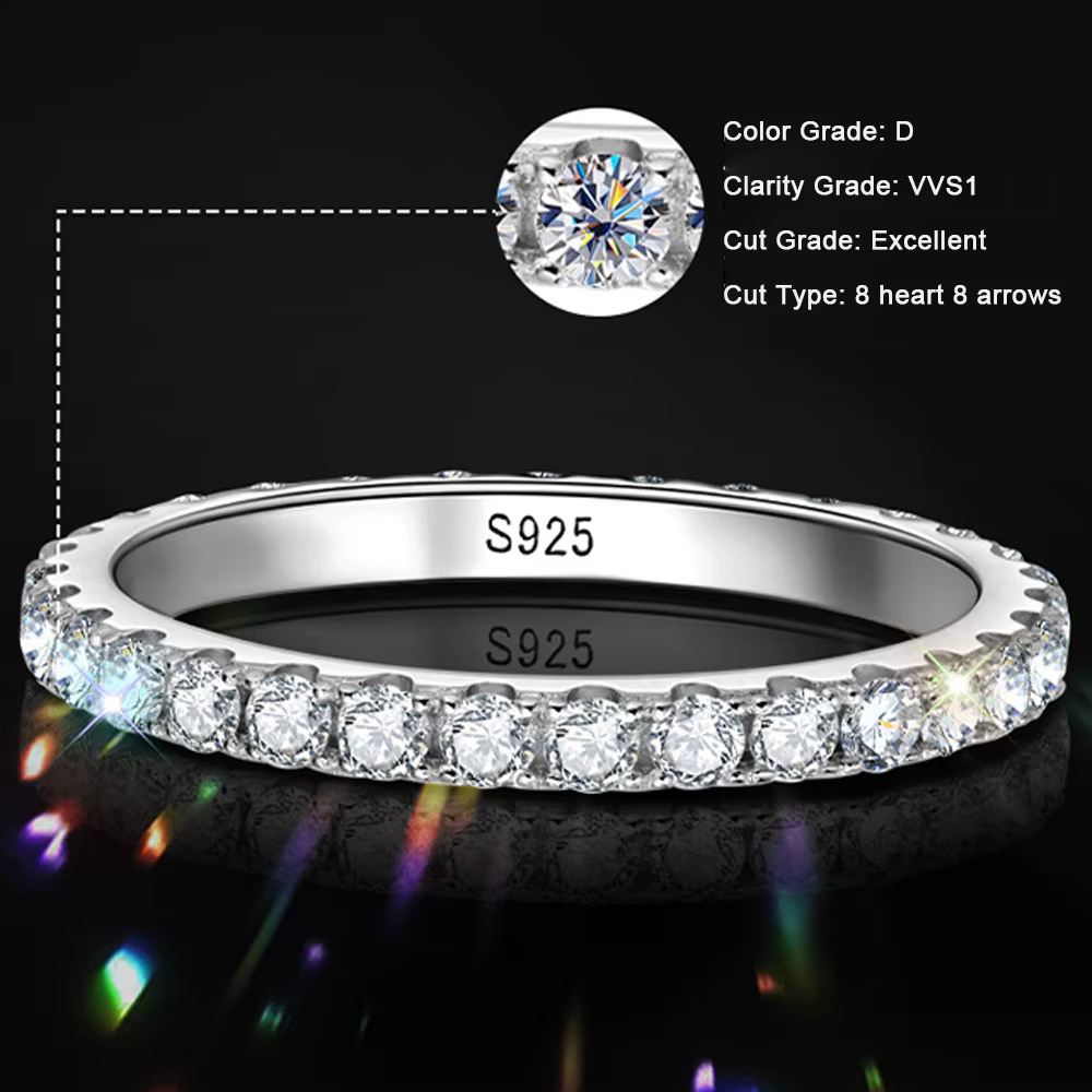 KNOBSPIN-Bague Moissanite en Argent Sterling 925 et Or Blanc Massif 18k, Alliance d'Éternité, Fiança