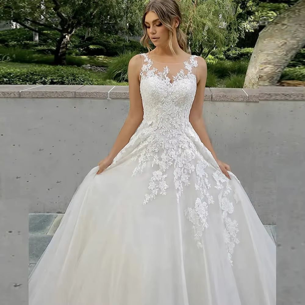 Robe de Mariée Élégante en Dentelle Simple, Style Princesse, Romantique, Personnalisée, pour Patient