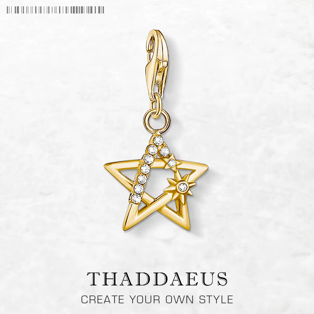 Pendentif étoile dorée en argent regardé 925 pour femme, breloque pendante, bijoux fins vintage