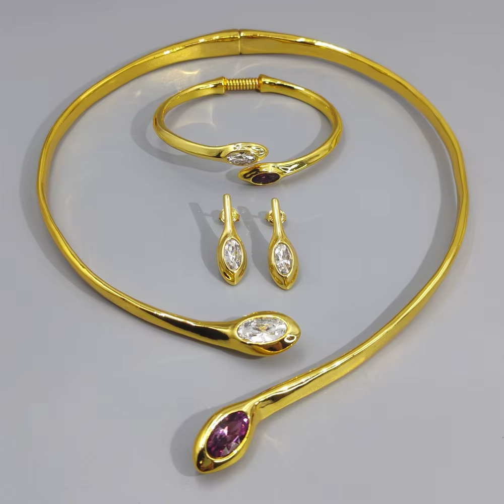 Ensemble de bijoux en cristal bicolore or et argent, collection Printemps 2026, trois pièces, access