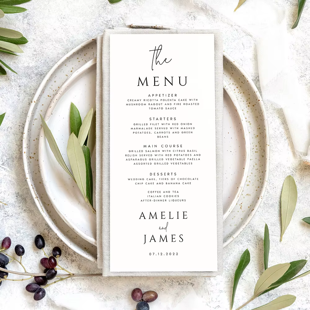 Cartes de Remerciement Personnalisées, faire part de mariage, Menu Personnalisé, Décorations de Tabl