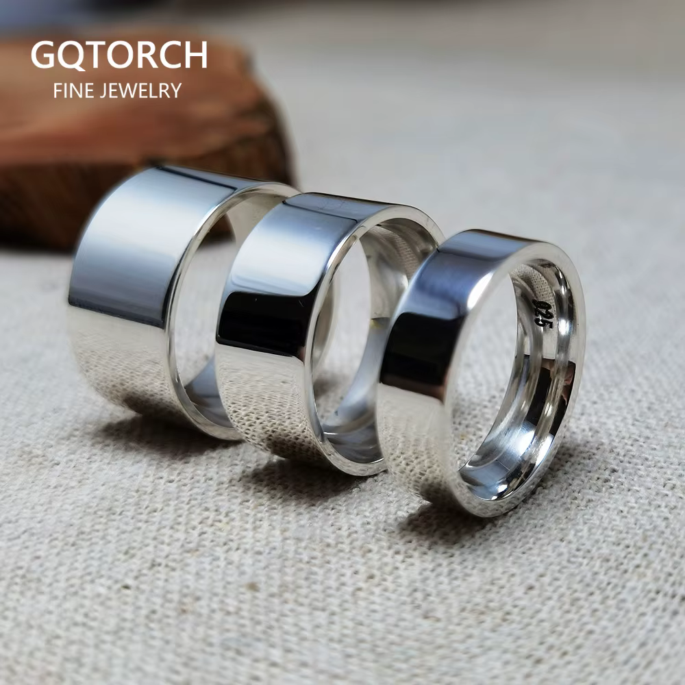 Bagues en argent Sterling 925 véritable pour hommes et femmes, bagues de Couple d'amoureux, simples,