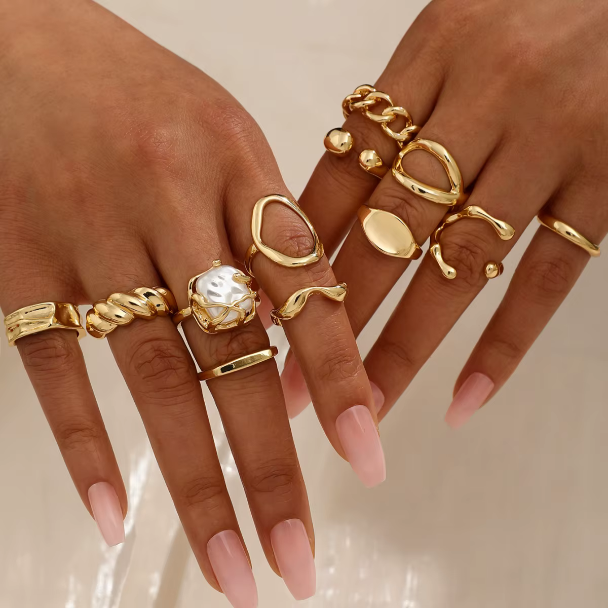 Ensemble de bagues Punk pour femmes, ensemble de bagues géométriques Vintage, bijoux de personnalité
