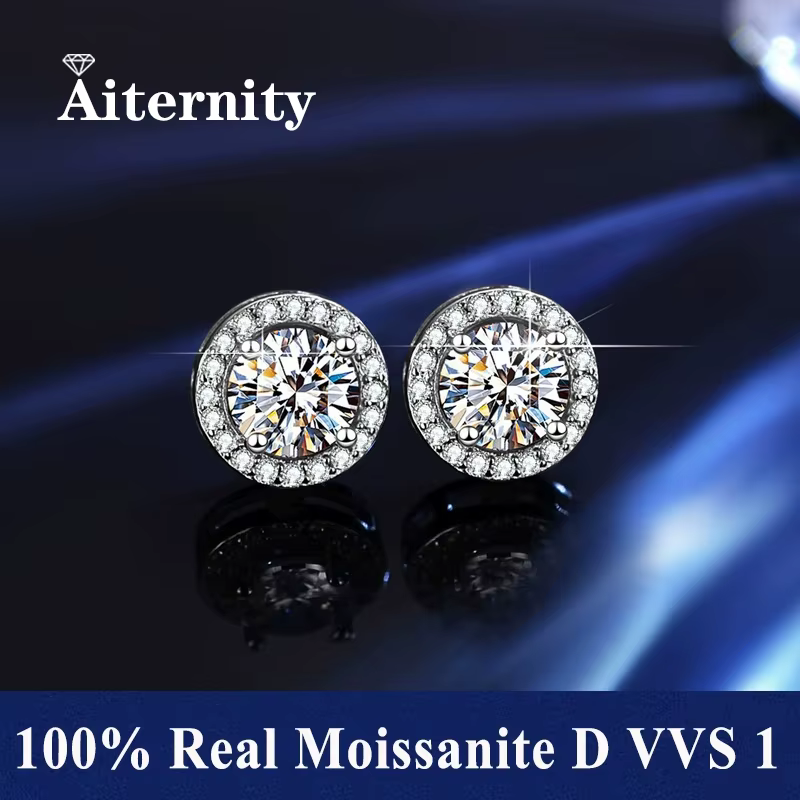 D VVS1 Moissanite boucles d'oreilles pour femmes passer diamant testeur stylo S925 platine placage M