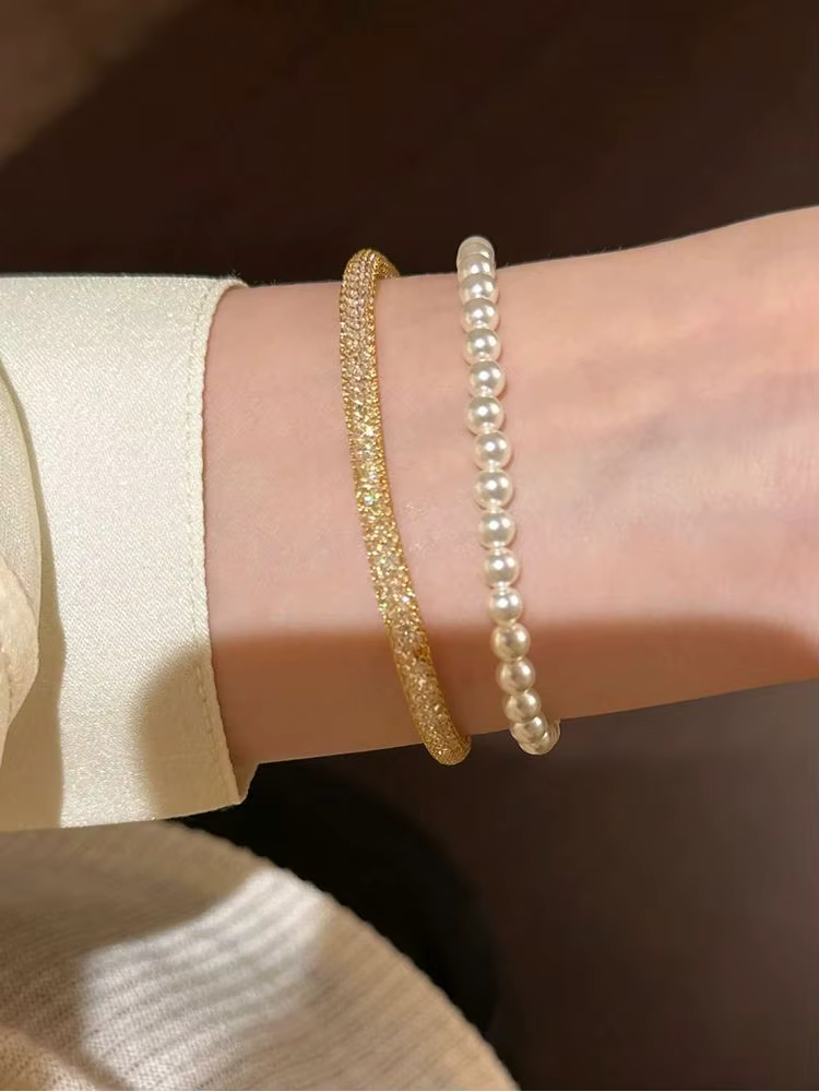 Bracelet en argent Sterling 925 pour femmes, sac d'argent doré Simple, à la mode, fête d'anniversair