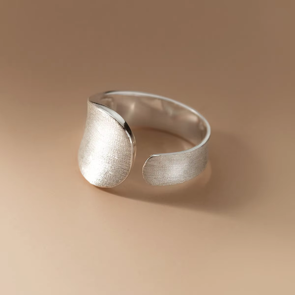 ANENJERY large mat brossé Index bague pour les femmes Simple Design créatif réglable anneau bijoux a