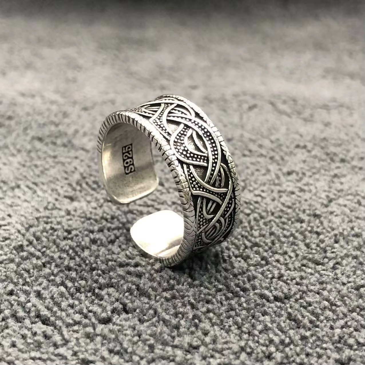 Bague à motif de tissage Vintage pour hommes, bijoux de taille ouverte, personnalité, artisanat anci