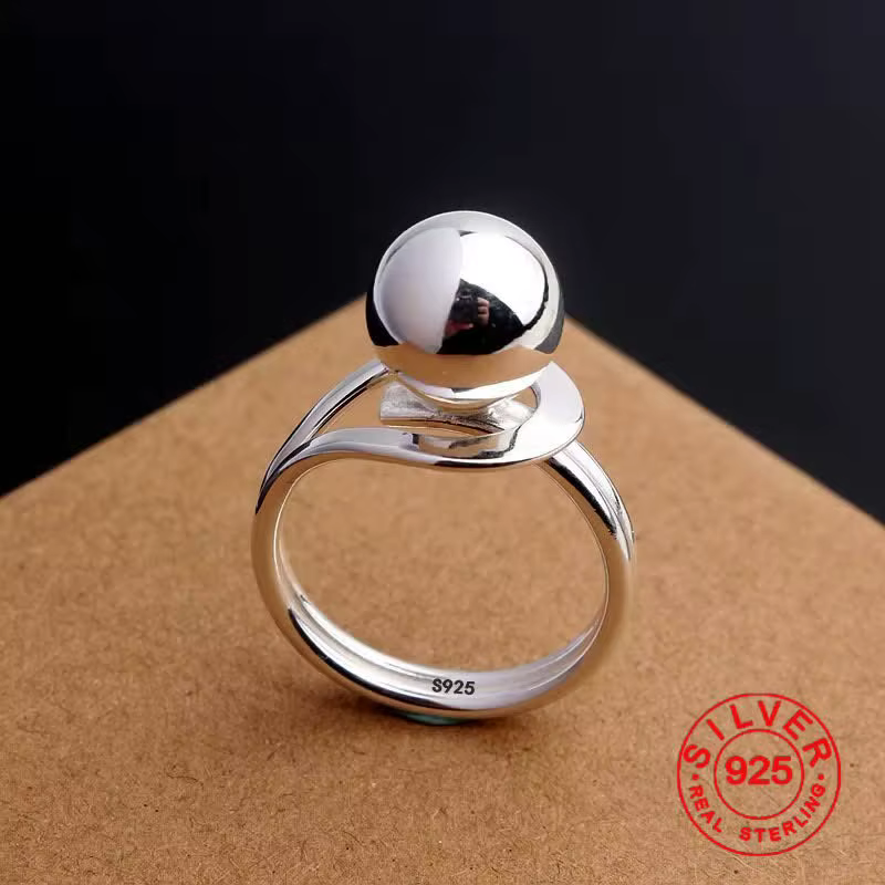 Bague Simple en argent Sterling 925 pour femmes, bijoux fins, doigt réglable, ouvert, Vintage, grand