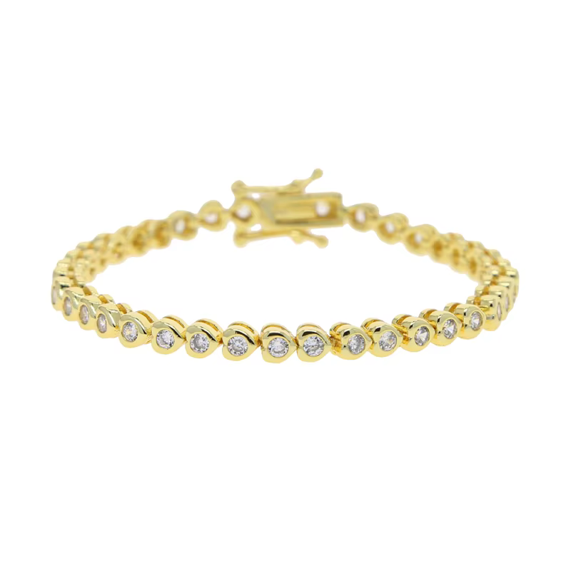 Nouveau bracelet chaîne tennis en forme de cœur couleur or pour femme, vente en gros, collection 202
