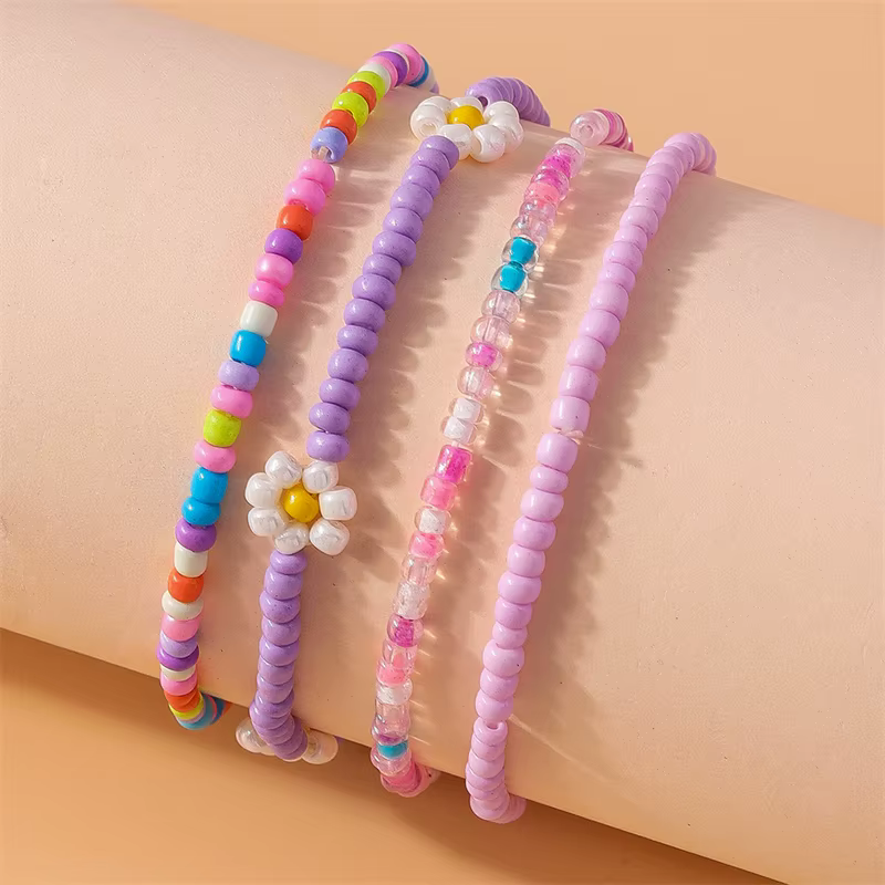 Bracelets de perles colorées faits à la main bohème pour femmes, bracelets de perles élastiques pour