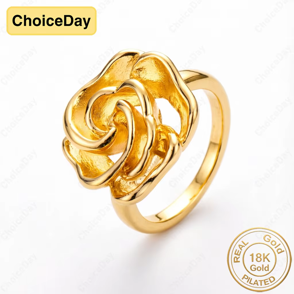 Plaqué or 18 carats # 8 bagues de luxe exquises en forme de rose pour femmes, bijoux cadeaux pour fê