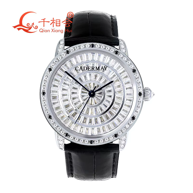 Montre-Bracelet Baguette Moissanite Complète pour Homme, Bijou de Luxe, Mécanique, D, Blanc, VVS