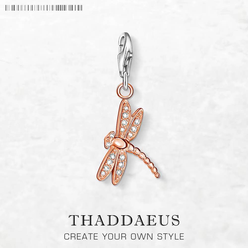 Pendentif libellule plaqué or rose pour femme, breloque pendante, cadeau mignon, argent regardé 925,