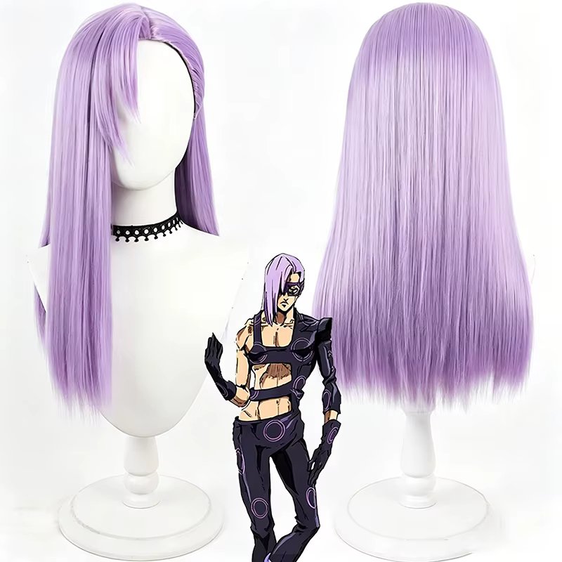 Perruque de Cosplay Anime JOJO Melone, cheveux violets en Fiber synthétique pour homme