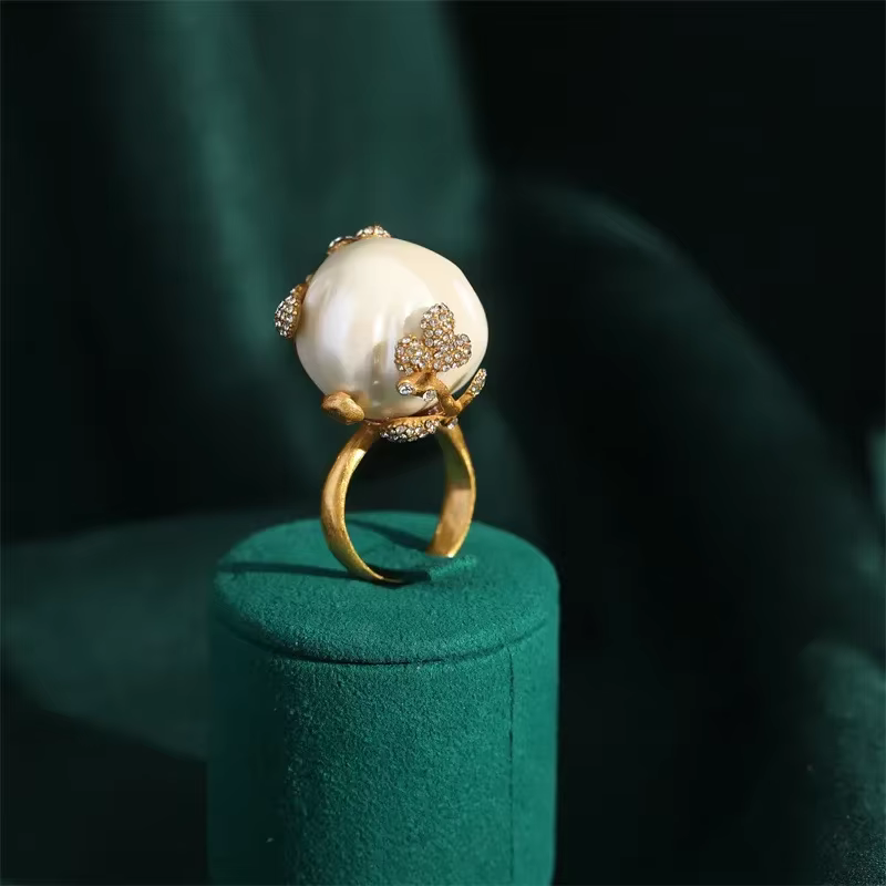 Ensemble de bijoux collier de perles d'eau douce de Style Baroque pour femmes, ensemble de bagues de