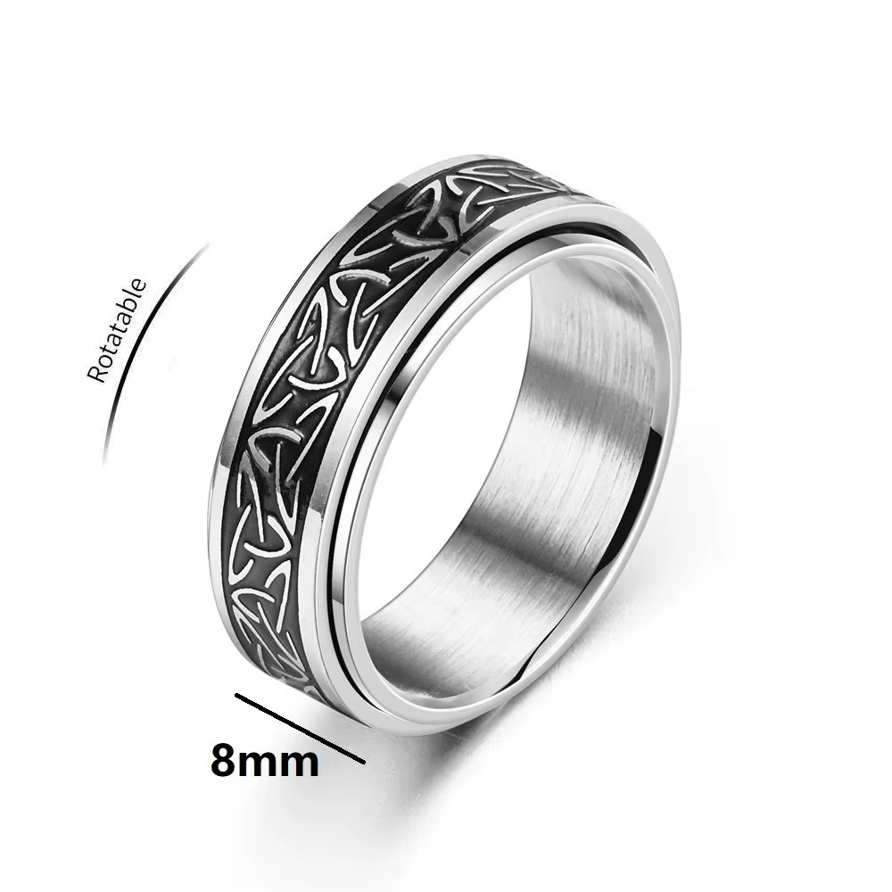 Vintage Viking celtique noeud Rune anneaux rotatif en acier inoxydable Anti-Stress anxiété Relife an
