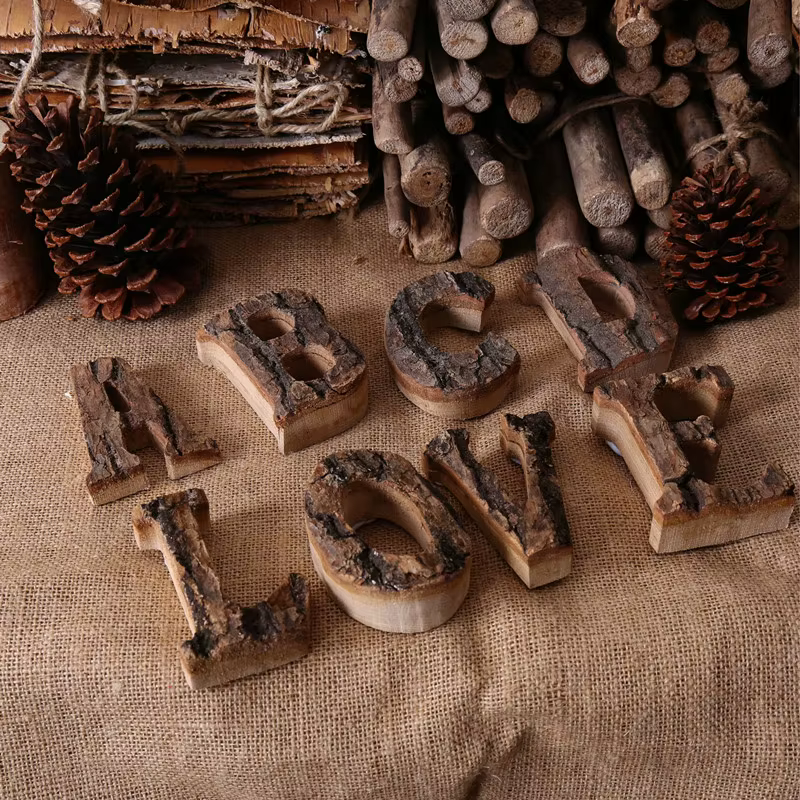 Lettres en bois décor à la maison Alphabet numéro bricolage maison Bar fête décoration Vintage natur