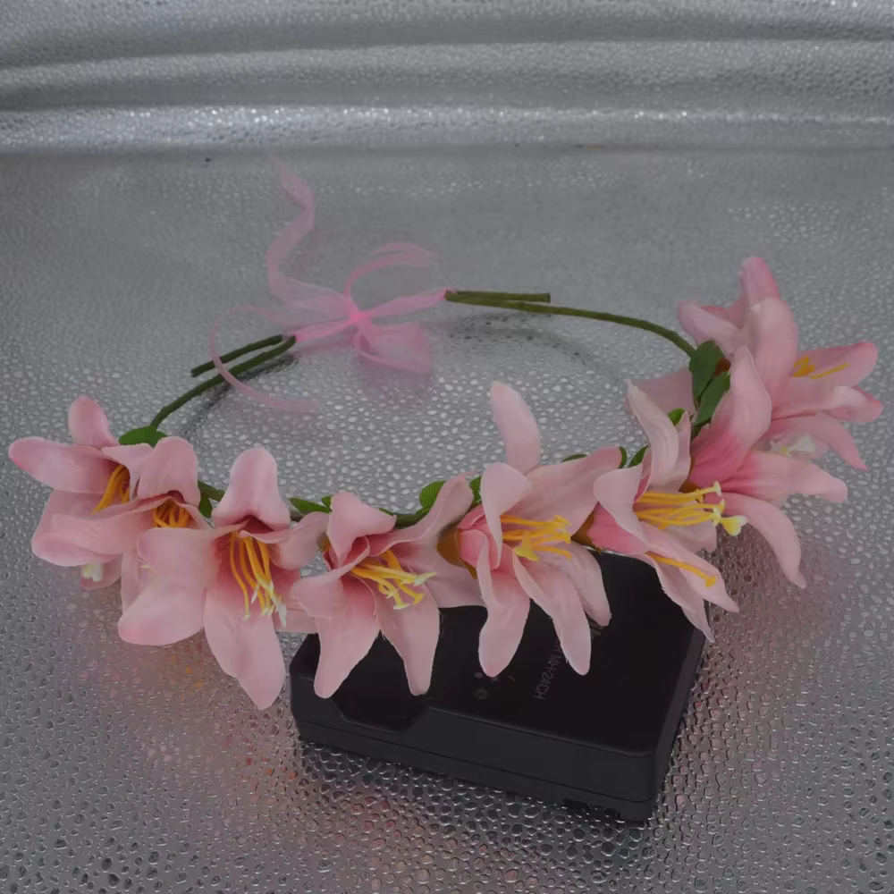 Femmes fille fleur couronne bandeau Halo couronne florale guirlande casque mariage Festival fête d'a