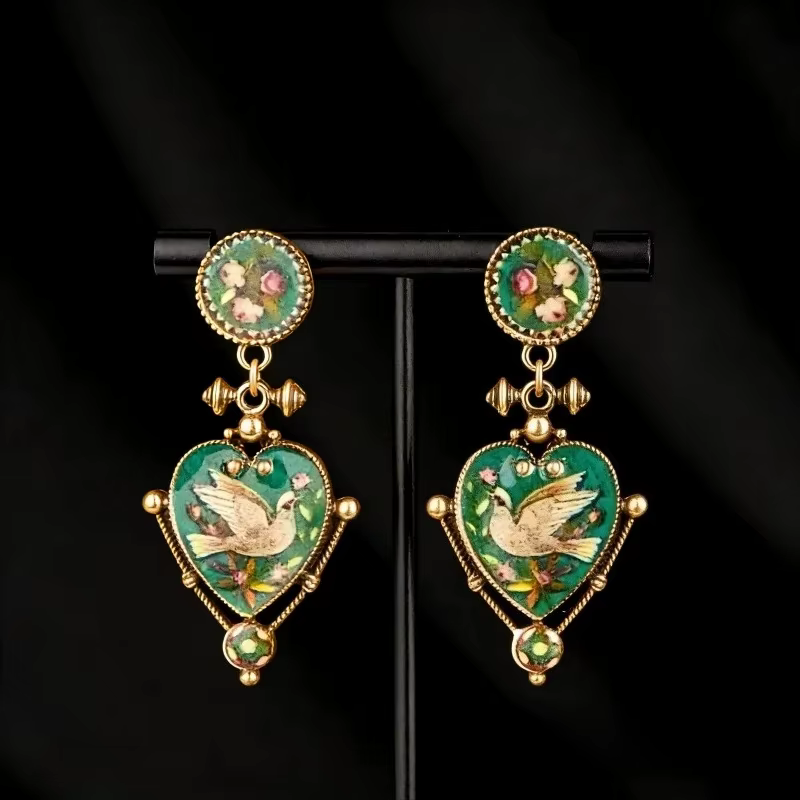 Ensemble de bijoux Vintage Palace Flying Pigeon, collier et boucles d'oreilles avec pendentif en for