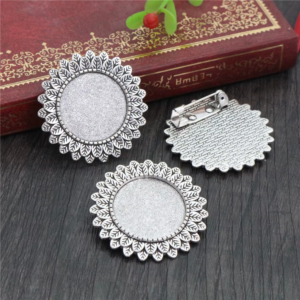 5 pièces 20mm taille intérieure Bronze Antique et argent Antique plaqué et couleurs noires broche br
