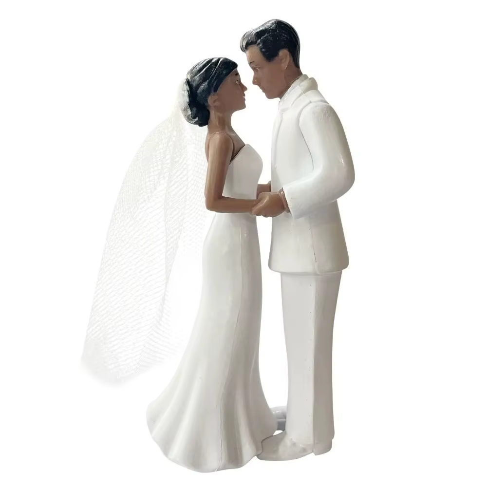 Décoration d'anniversaire, figurines de mariage pour gâteau, blanc/noir, figurines créatives pour gâ