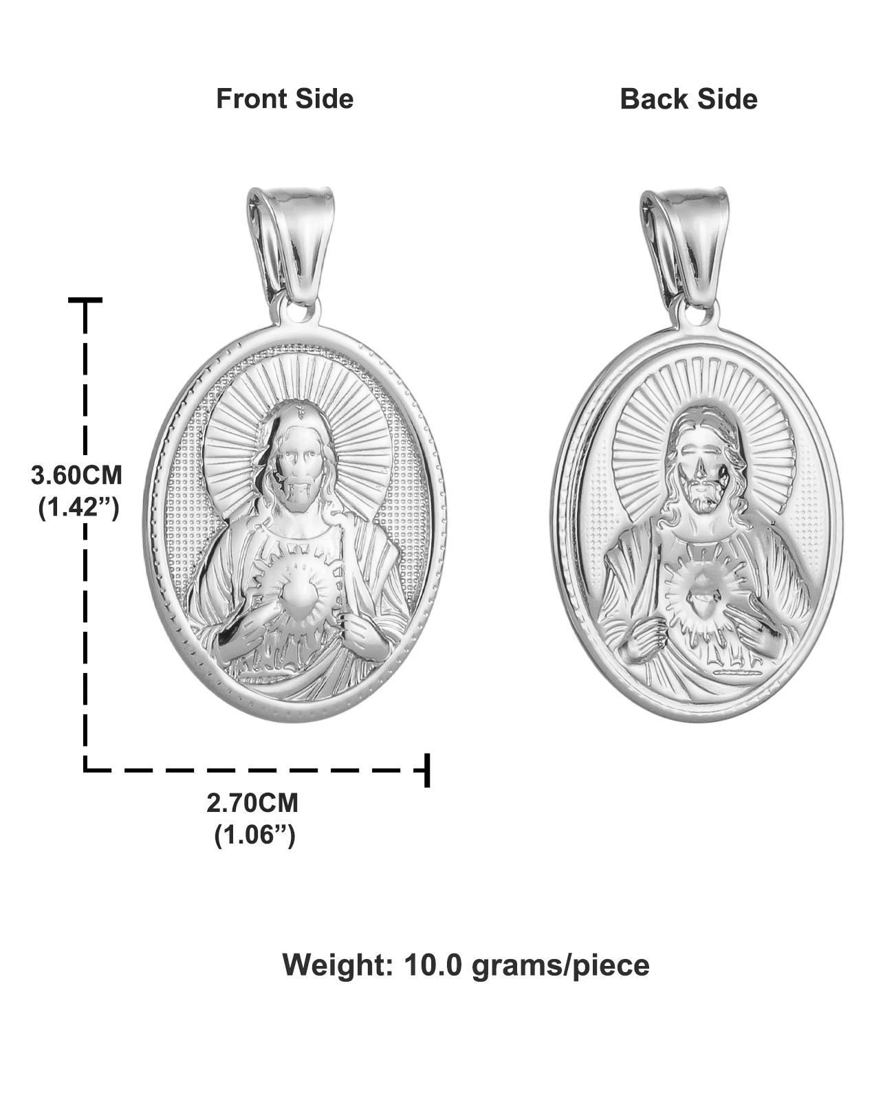 Diyalo 3 couleurs sainte icône sacré coeur de jésus pendentif en acier inoxydable collier à faire so