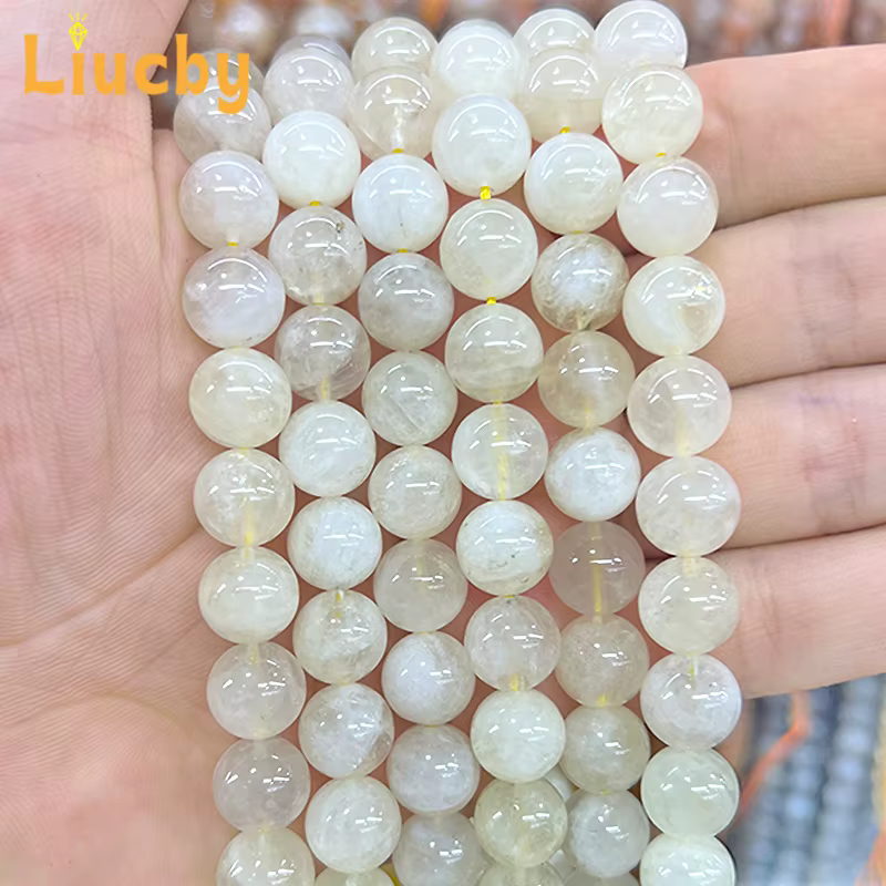 Perles lisses en pierre naturelle de cristal de citron, pour la fabrication de bijoux, accessoires d