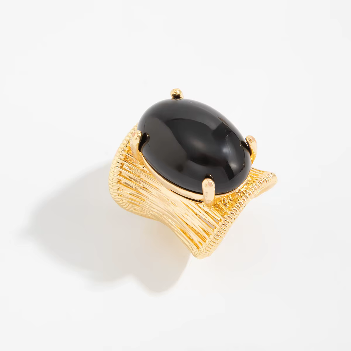 Bague en métal massif avec pierre en résine noire et marron ombrée, style Rock Punk Hip Hop Vintage 