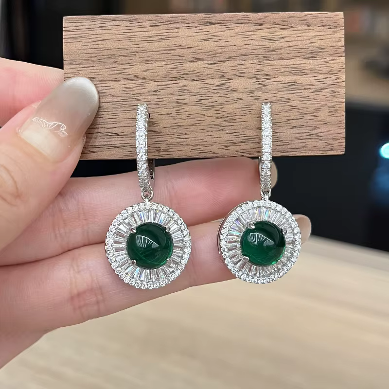 Vintage laboratoire Jade Moissanite 925 en argent sterling balancent boucle d'oreille bijoux fête ma