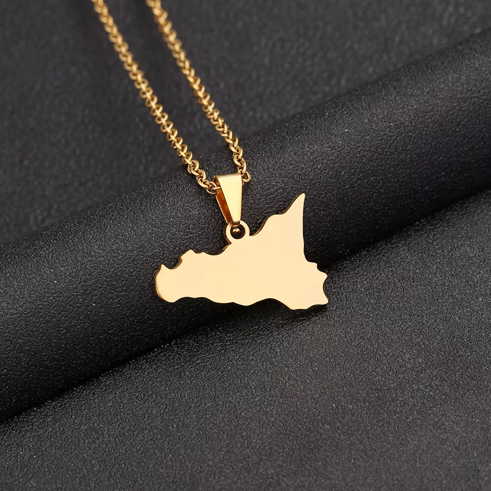 Collier avec pendentif en acier inoxydable pour hommes et femmes, bijou de mode italienne, couleur o